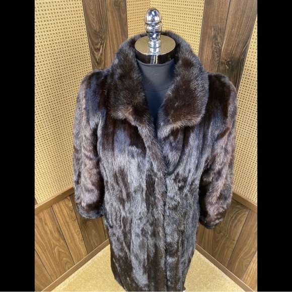 VINTAGE TIBOR FURS FULL LENGTH REAL BLACK MINK FUR COAT - Sized(4-6) - Picture 2 of 12